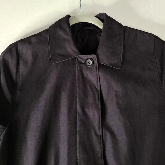London Fog Woman's Black Over Sized Trench Coat Small Petite Hidden Buttons Fall - Picture 4 of 16
